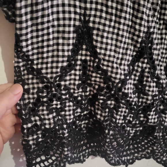 City Chic Boho Check Lace Off the Shoulder Top XL 22 - Picture 4 of 5